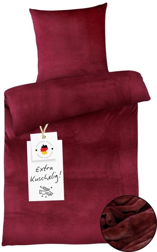 Carpe Sonno Bettwäsche Cashmere-Touch Bettwäsche 155x220 cm aus 100% Polyester, Microfaser-Fleece, 2 teilig, Warme kuschelige einfarbige Bettwäsche Dunkelgrau Grün Bild 1