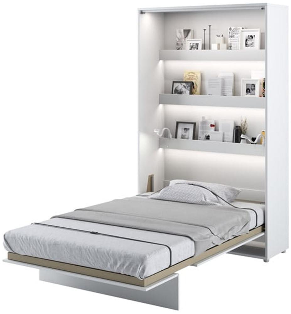 MEBLINI Schrankbett Bed Concept - BC-02 - 120x200cm Vertikal - Weiß Hochglanz/Weiß - Wandbett mit Lattenrost - Klappbett mit Schrank - Wandklappbett - Murphy Bed - Bettschrank Bild 1