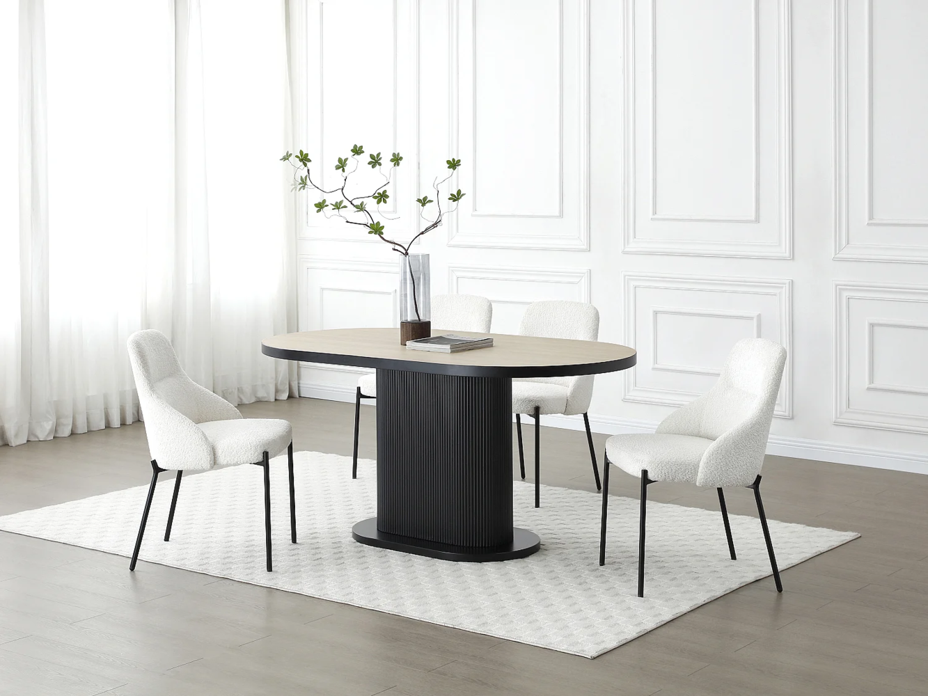 Vente-unique - Esstisch - 6 Personen - MDF - Holzfarben & Schwarz - CALIENO Bild 1