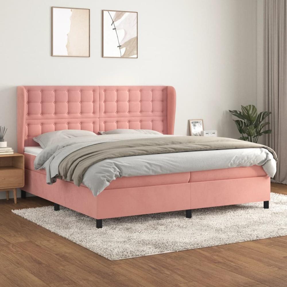 vidaXL Boxspringbett mit Matratze Rosa 200x200 cm Samt 3129476 Bild 1