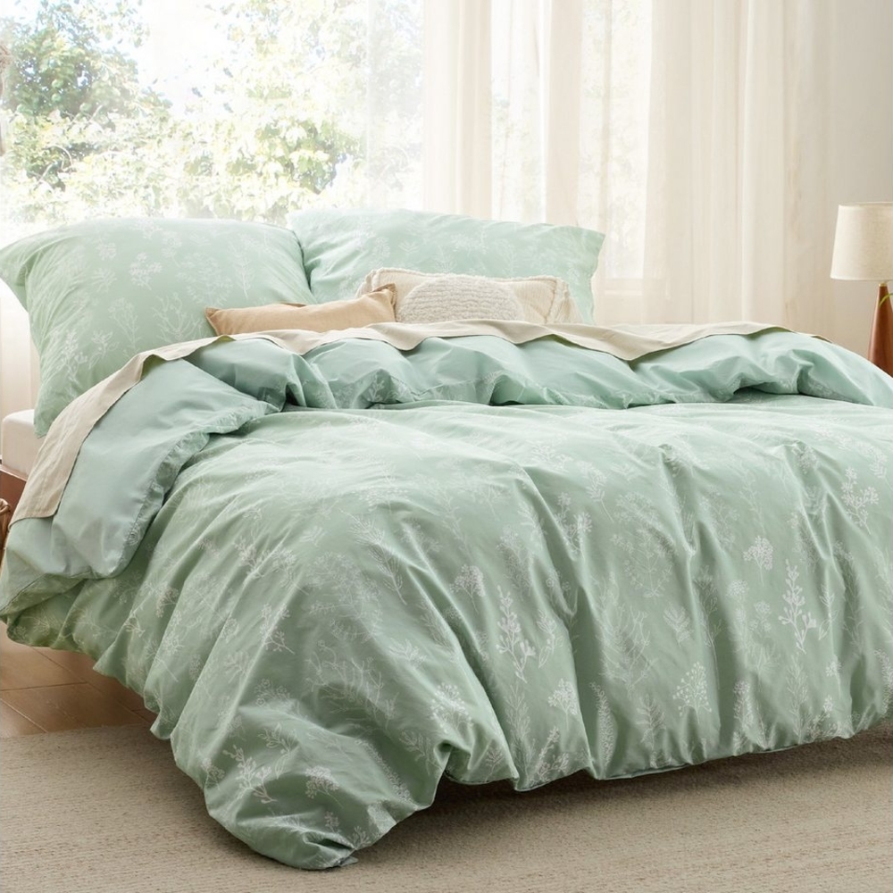 BEDSURE Wendebettwäsche mit Zweige-Design und Reißverschluss, ÖKO-TEX zertifiziert, 3 teilig, aus 100% natürlicher Baumwolle, mit 8 stabilen Eckbändchen Bild 1