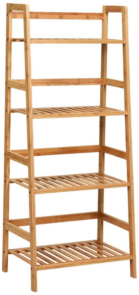 COSTWAY 4 Etagen Leiterregal 48 x 32 x 115 cm Natur Bild 1