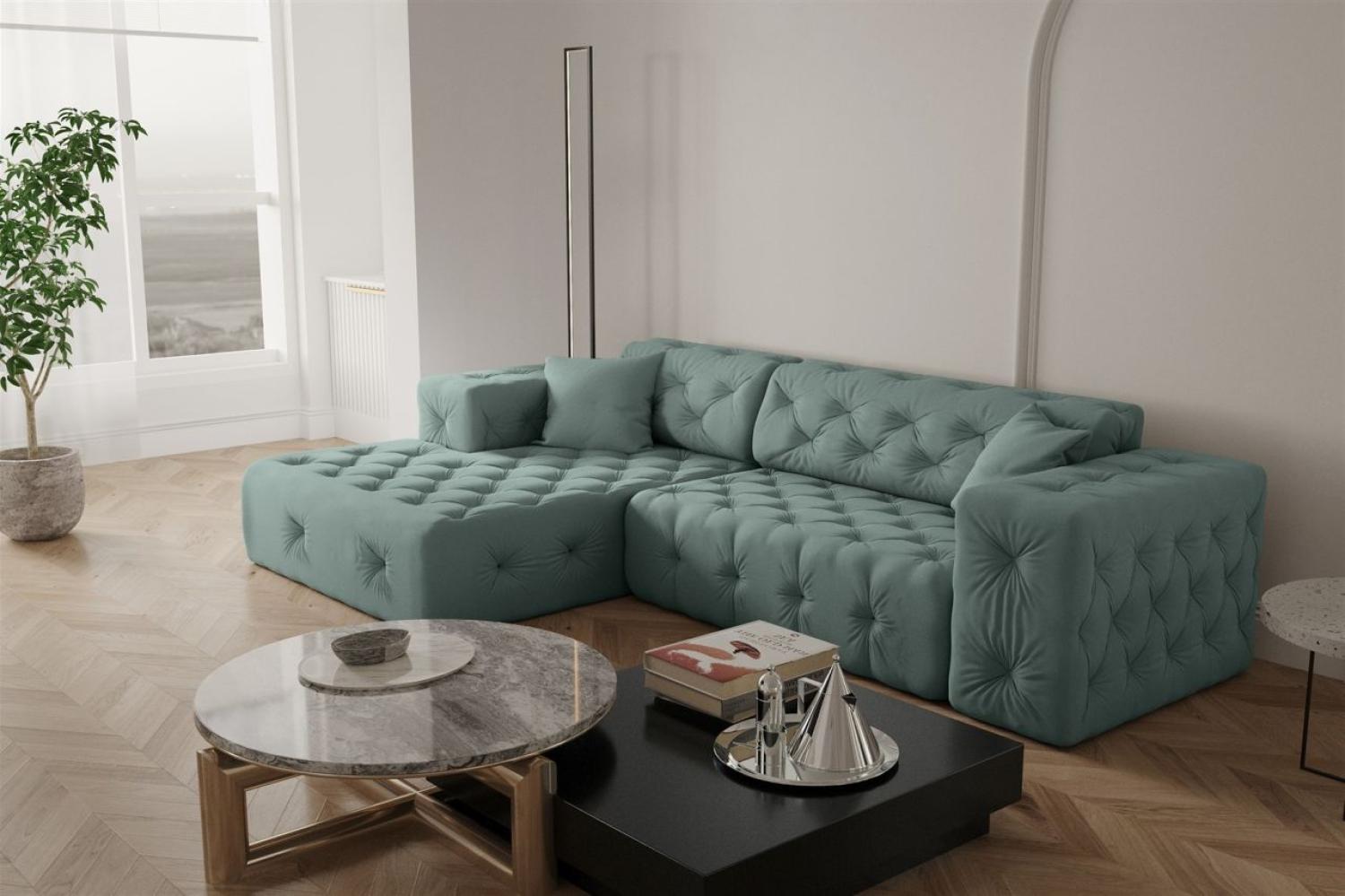 Ecksofa Designersofa CHANTAL in Stoff Opera Velvet Saphir Ottomane Links Bild 1