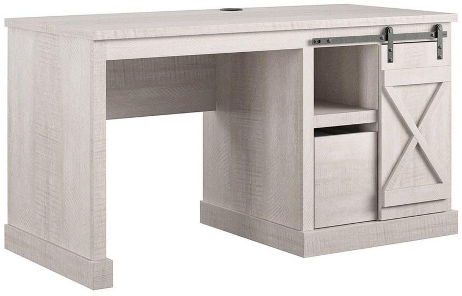 loft24 Schreibtisch Knox County, im Landhausstil, kabellose Ladestation, Schiebetür, Breite 129,5 cm Bild 1