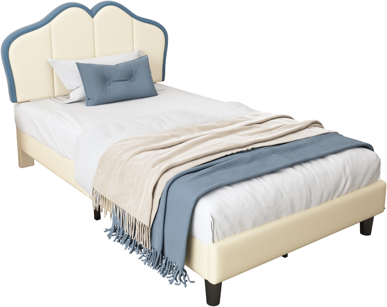 ComfortXL Kinderbett-O3028, Massivholz, Weiß, 205x94x99cm Bild 1