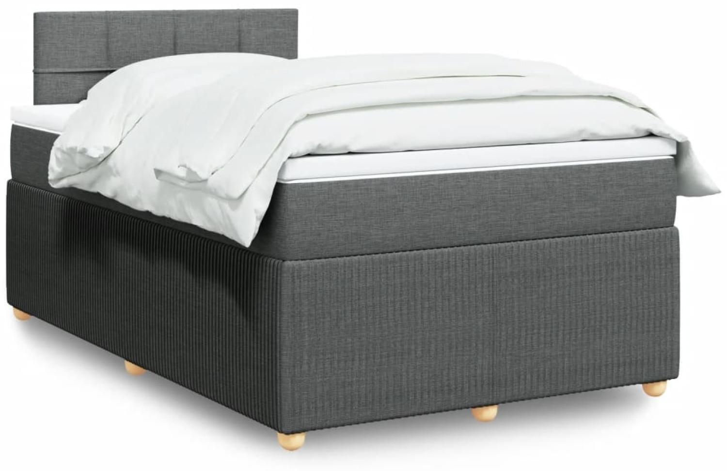 vidaXL Boxspringbett mit Matratze Dunkelgrau 120x200 cm Stoff 3289724 Bild 1