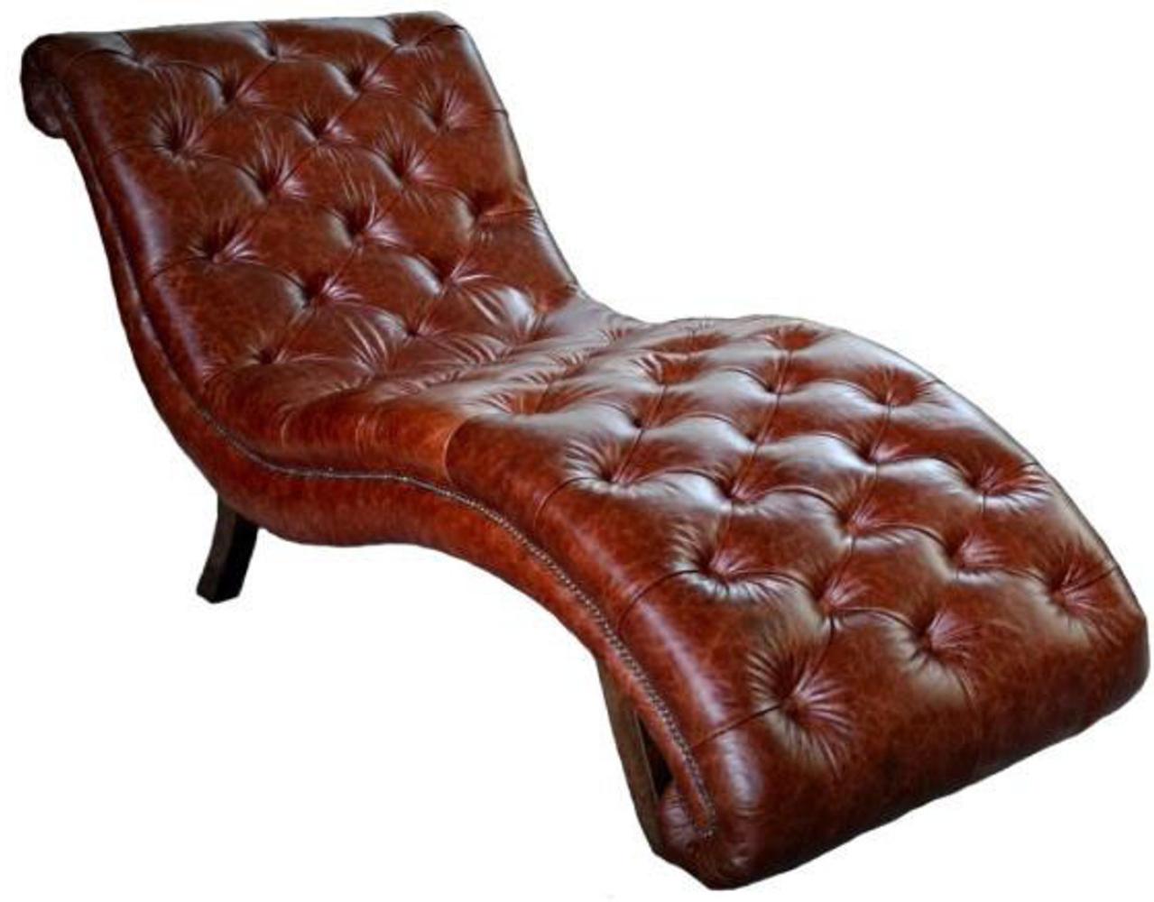 Casa Padrino Chesterfield Echt Leder Relax Liege Dunkelbraun Bild 1