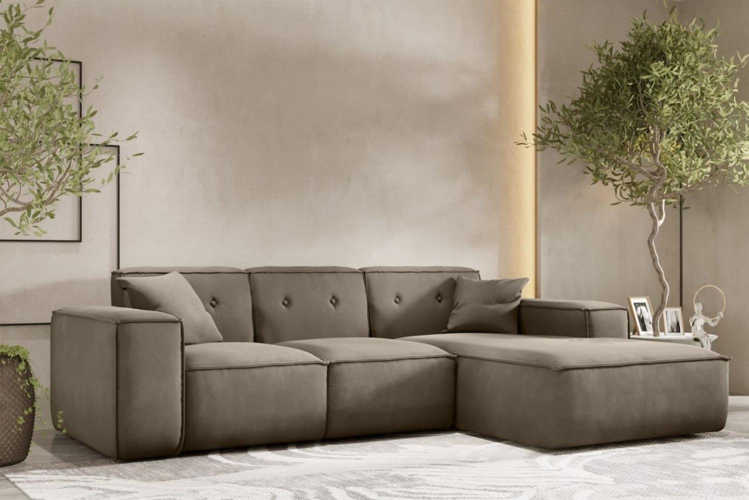 Ecksofa Designersofa CESINA Stoff Opera Velvet Taupe Ottomane Rechts Bild 1