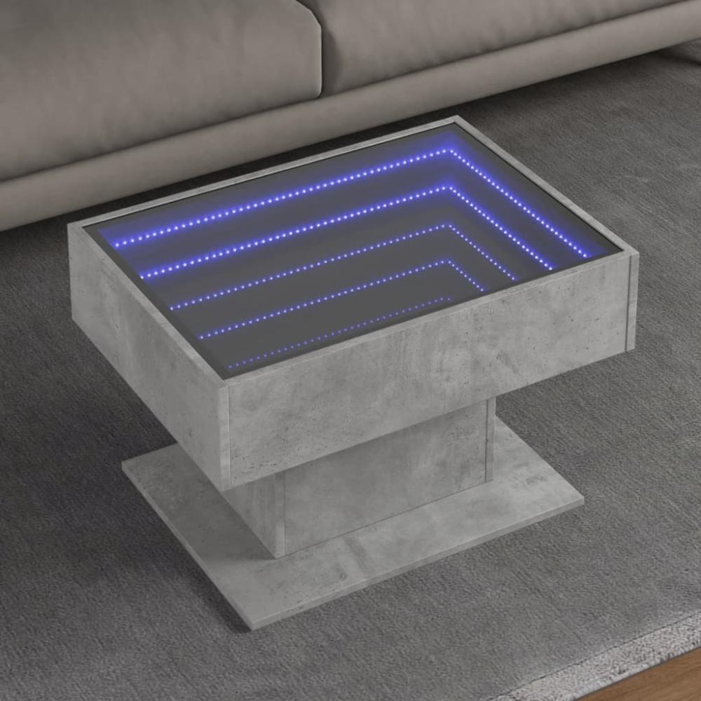 vidaXL LED-Couchtisch Betongrau 70x50x45 cm Holzwerkstoff 847535 Bild 1