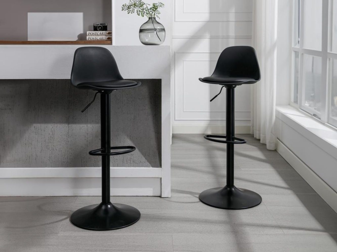 Vente-unique - Barhocker 2er-Set - Polypropylen & Metall - Schwarz - XAFY Bild 1