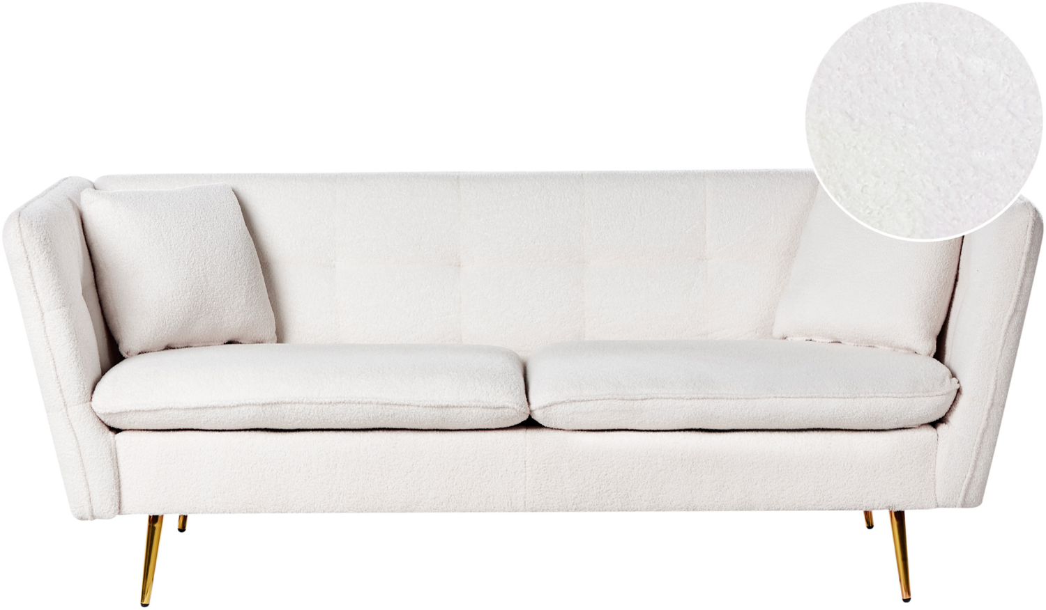 3-Sitzer Sofa Bouclé cremeweiß mit goldenen Beinen FREDERICA Bild 1