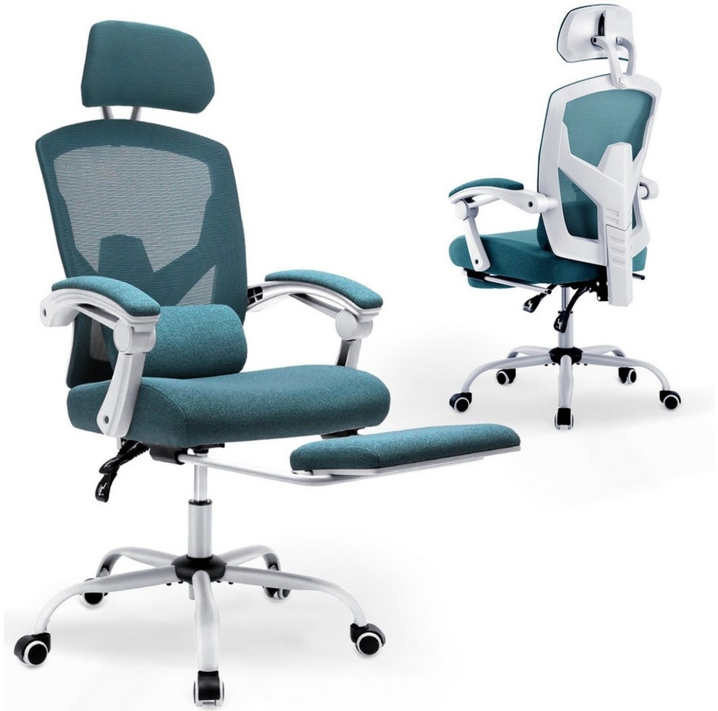 DUMOS Bürostuhl Ergonomisch Hoher Rückenlehne Office Chair, Einer Lendenwirbelstütze, Mit Fußstütz Bild 1