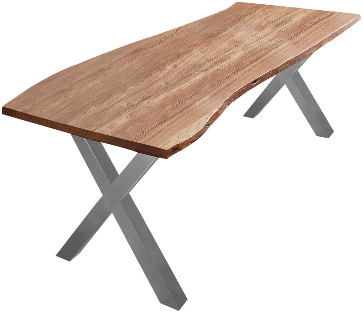 Esstisch Baumkante massiv Akazie natur 240x100 silber XANTEN 524858 Bild 1