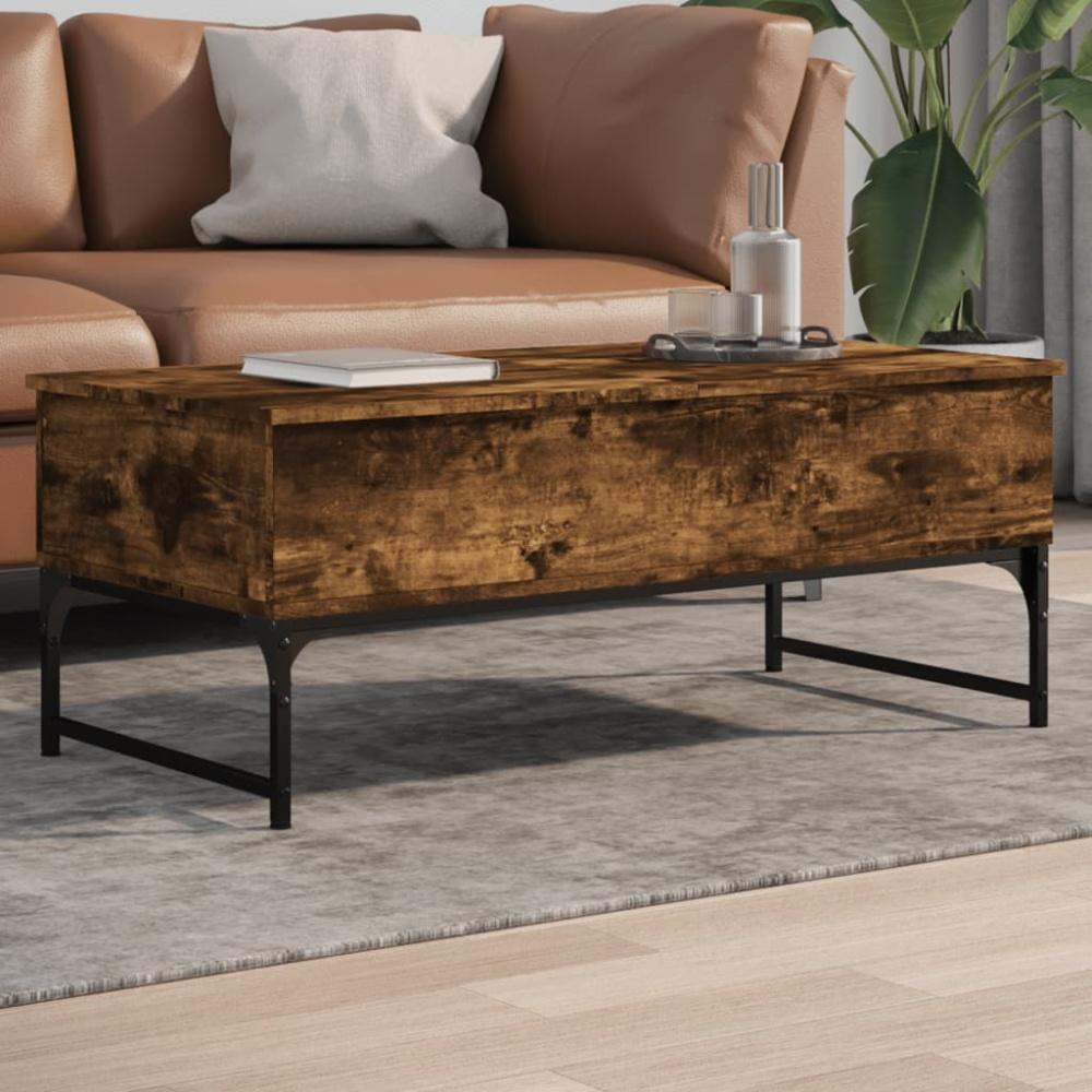 vidaXL Couchtisch Räuchereiche 100x50x40 cm Holzwerkstoff und Metall 845378 Bild 1