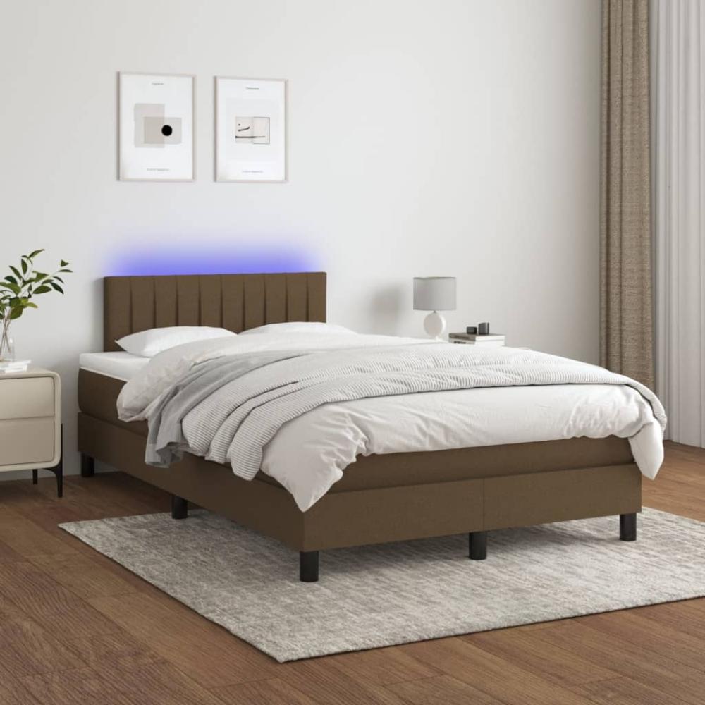 Boxspringbett mit Matratze & LED Stoff Dunkelbraun 120 x 200 cm, Härtegrad: H2 [3133304] Bild 1