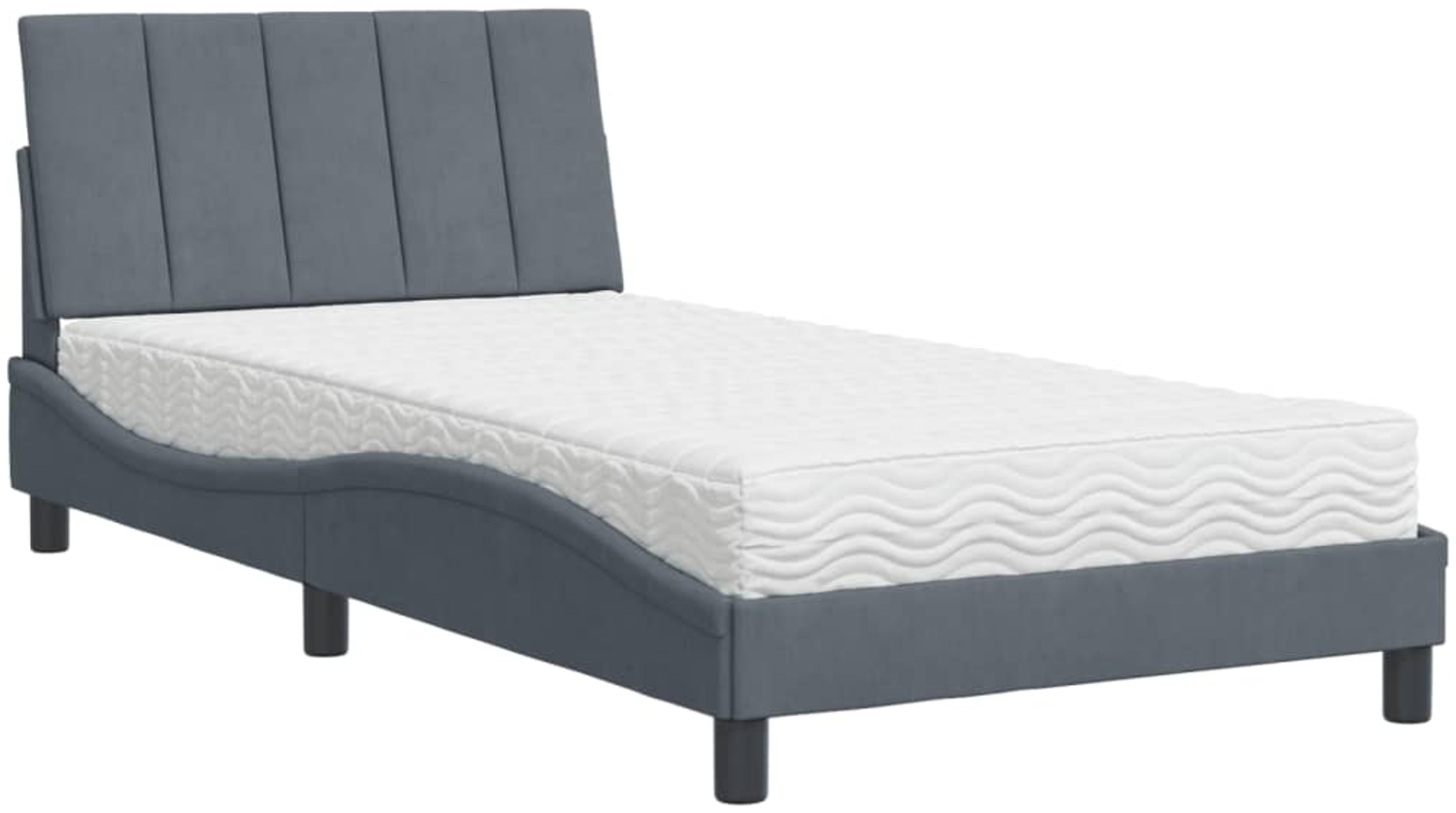 vidaXL Bett mit Matratze "Hanko" Dunkelgrau 100x200 cm Samt 3208581 Bild 1
