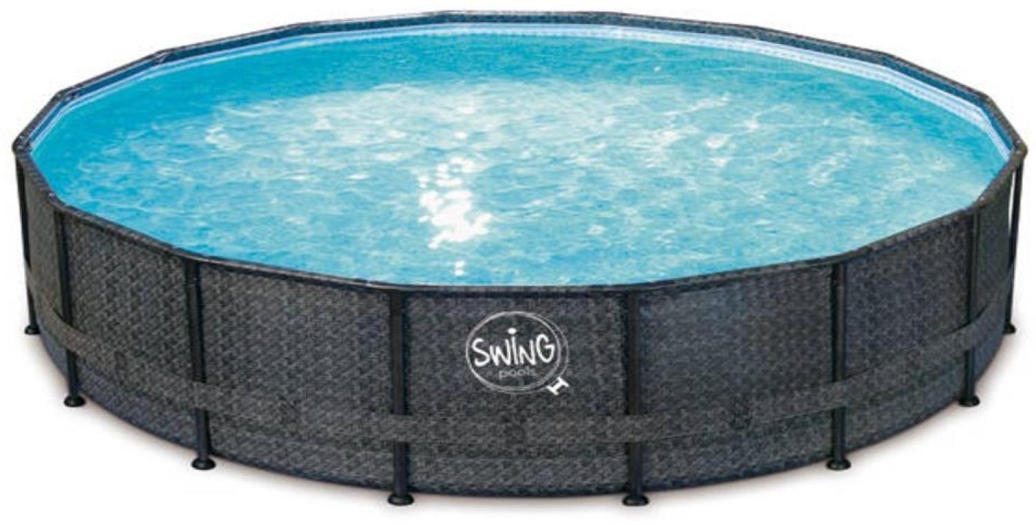 Frame Pool ELITE WICKER Swing Aufstellpool - rund - 4,27 x 1,07 m - Herringbone Bild 1