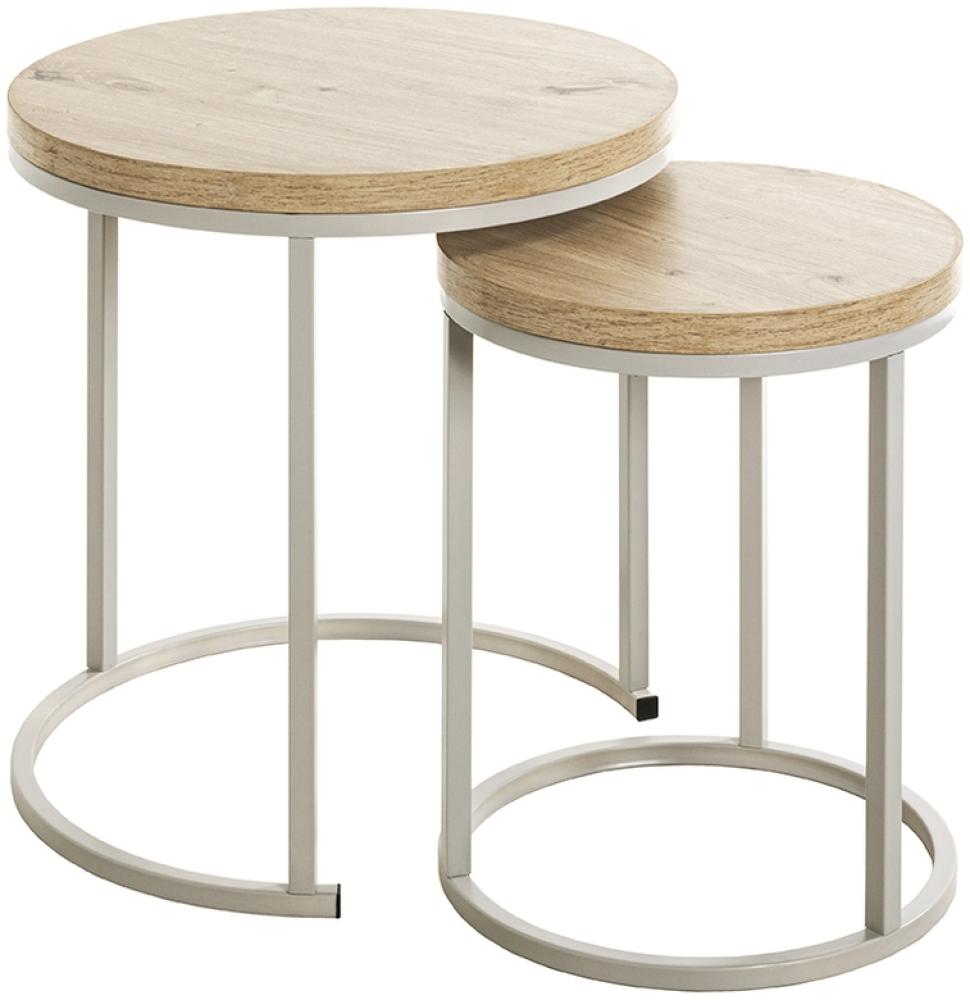 Beistelltisch >47787< (2er Set) in eiche, grau, MDF, Metall - 43x32cm (HxD) Bild 1