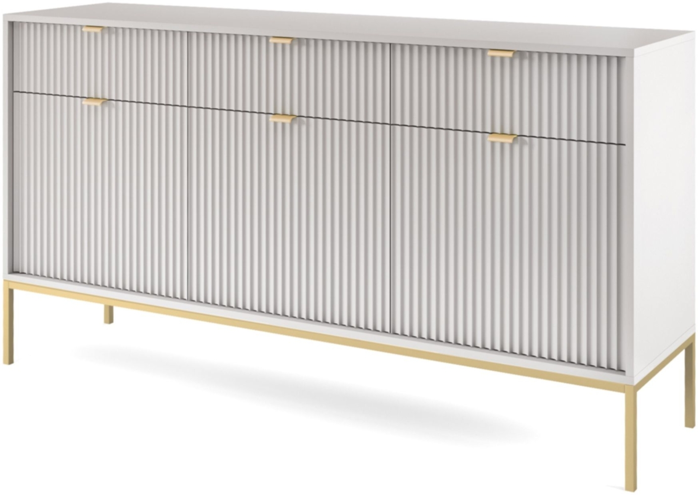 Selsey 'Vellore' Sideboard 3-türig, grau mit goldfarbenem Gestell, ca. 83 x 154 x 39 cm Bild 1