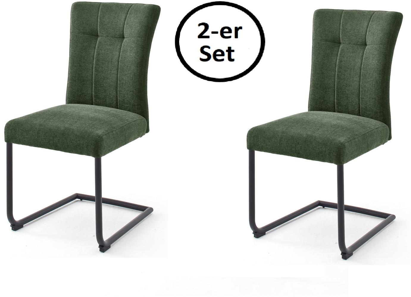 Esszimmerstuhl >Calanda< (2-er Set) in Grün Olive aus Metall - 46x94x62 (BxHxT) Bild 1