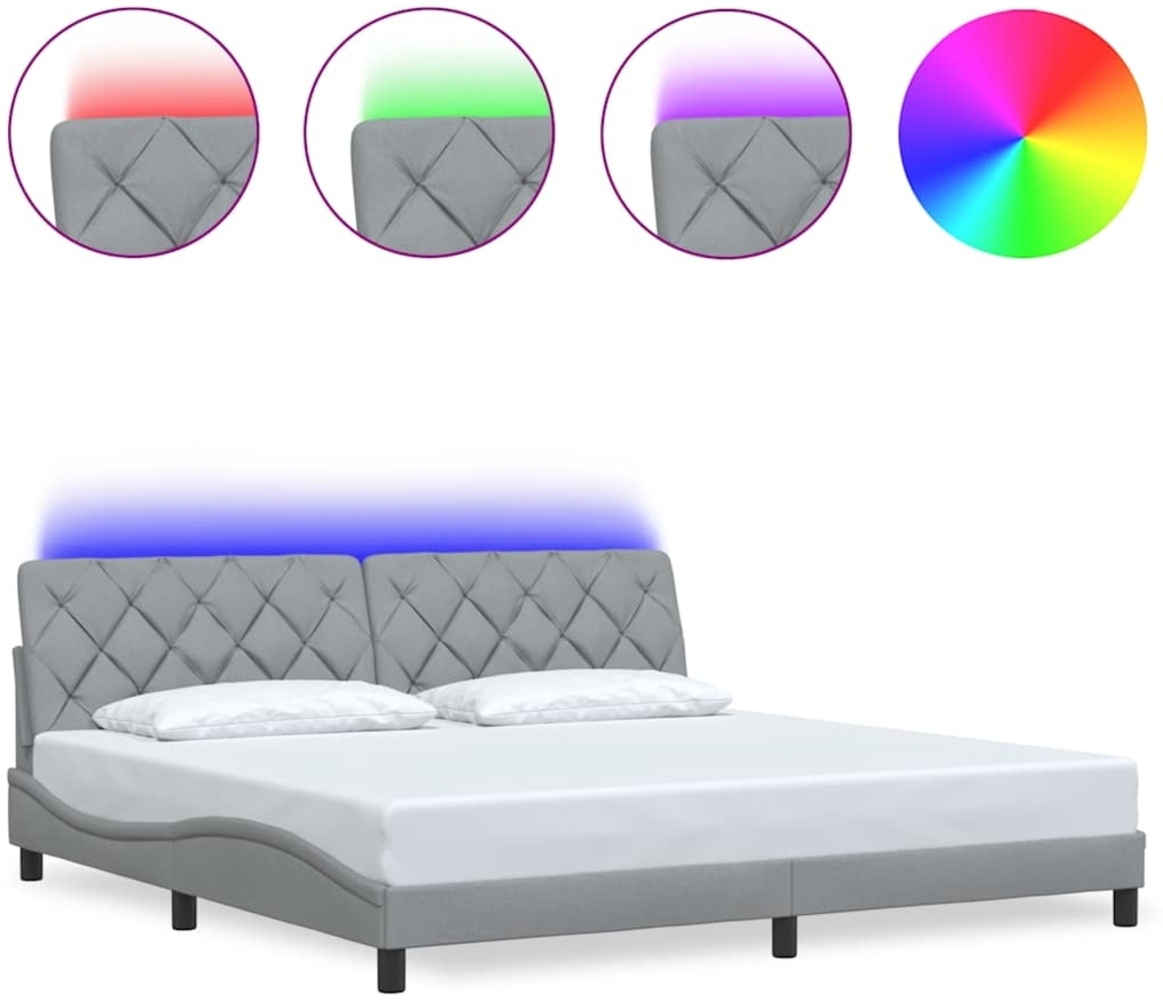 vidaXL Bettgestell mit LED ohne Matratze Hellgrau 200x200 cm Stoff 3310692 Bild 1