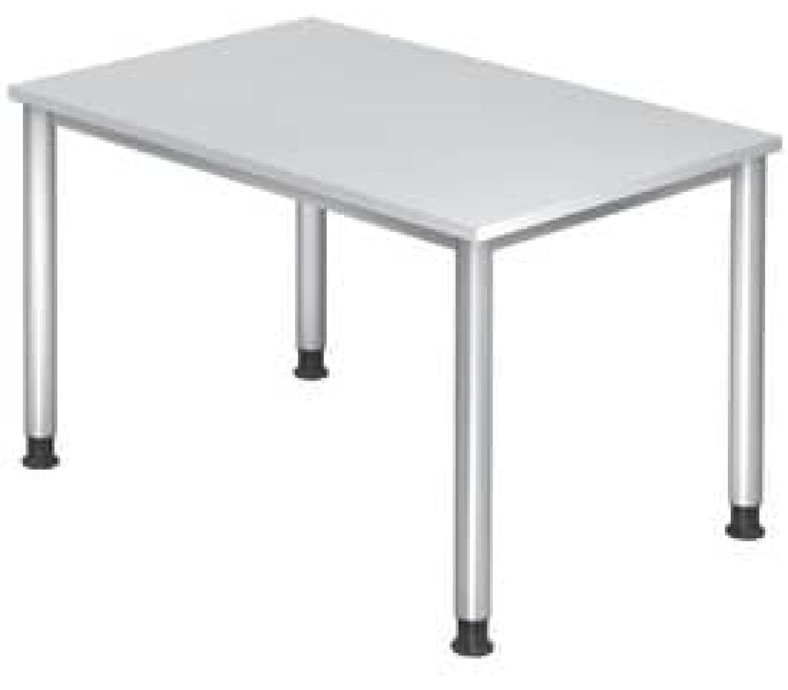 Schreibtisch HS12 4-Fuß rund 120x80cm Weiß Gestellfarbe: Silber Bild 1