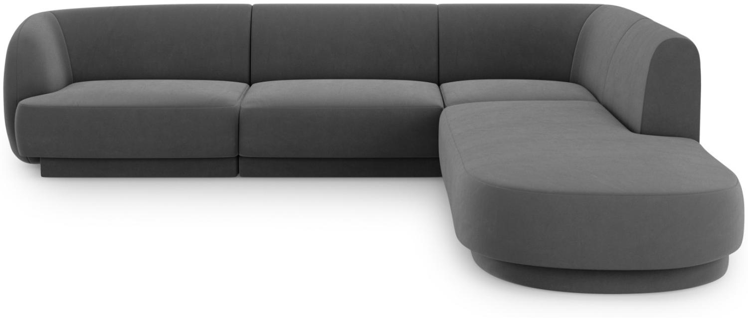 Micadoni 6-Sitzer Ecke rechts Sofa Miley | Beinfarbe Black Plastic, Grau, Samt Bild 1