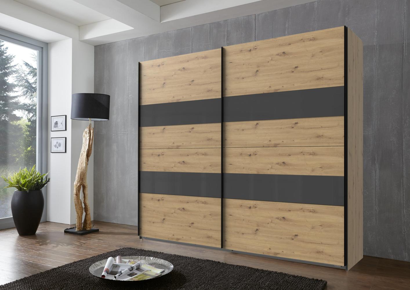 Kleiderschrank >Altona2< (B/H/T: 225x210x65 cm) in Artisan-Eiche-Nachbildung Bild 1