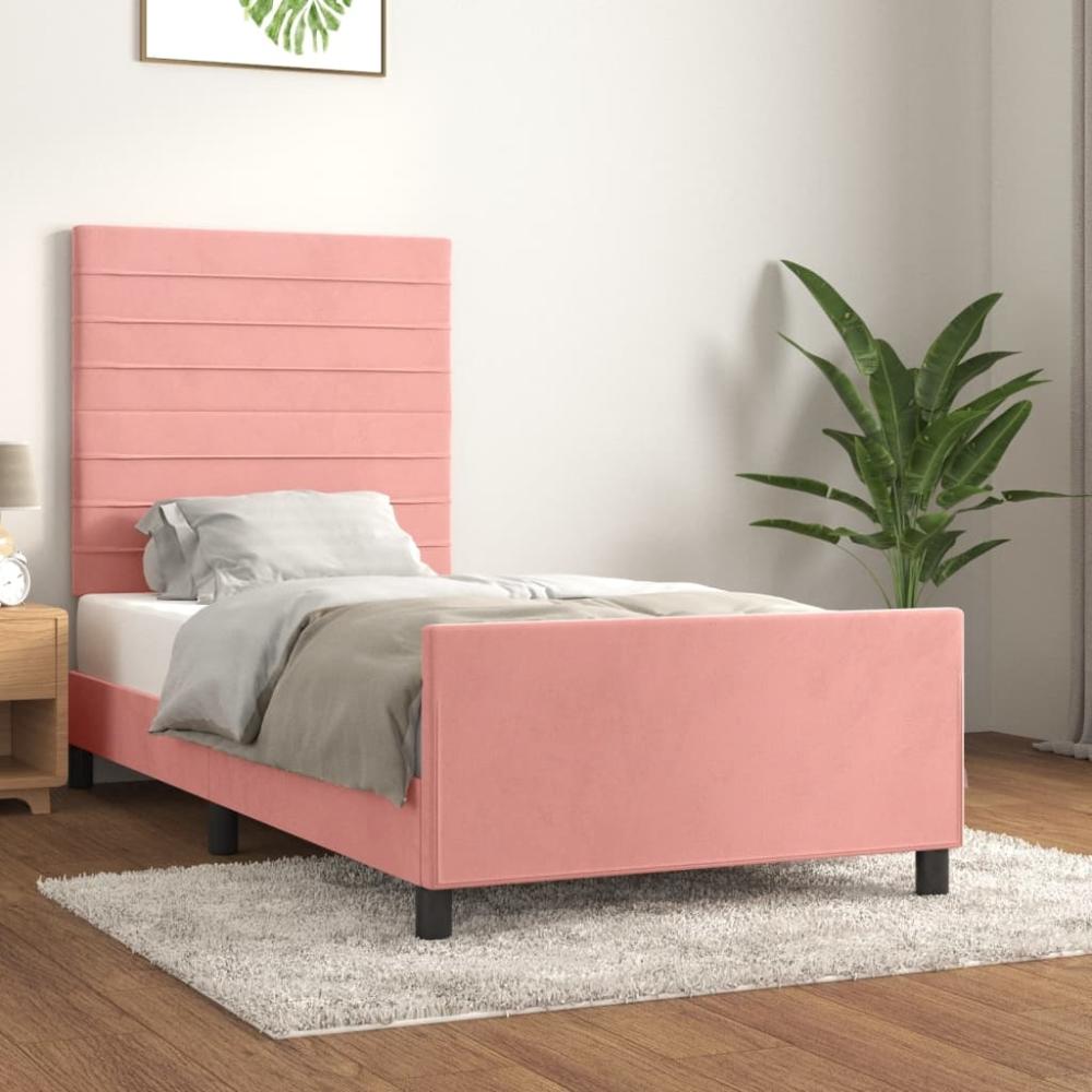 vidaXL Bettgestell mit Kopfteil Rosa 90x190 cm Samt 3125793 Bild 1