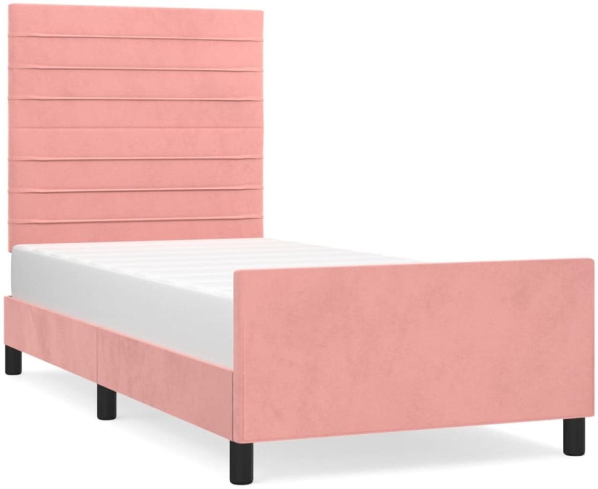 vidaXL Bettgestell mit Kopfteil Rosa 90x190 cm Samt 3125793 Bild 1