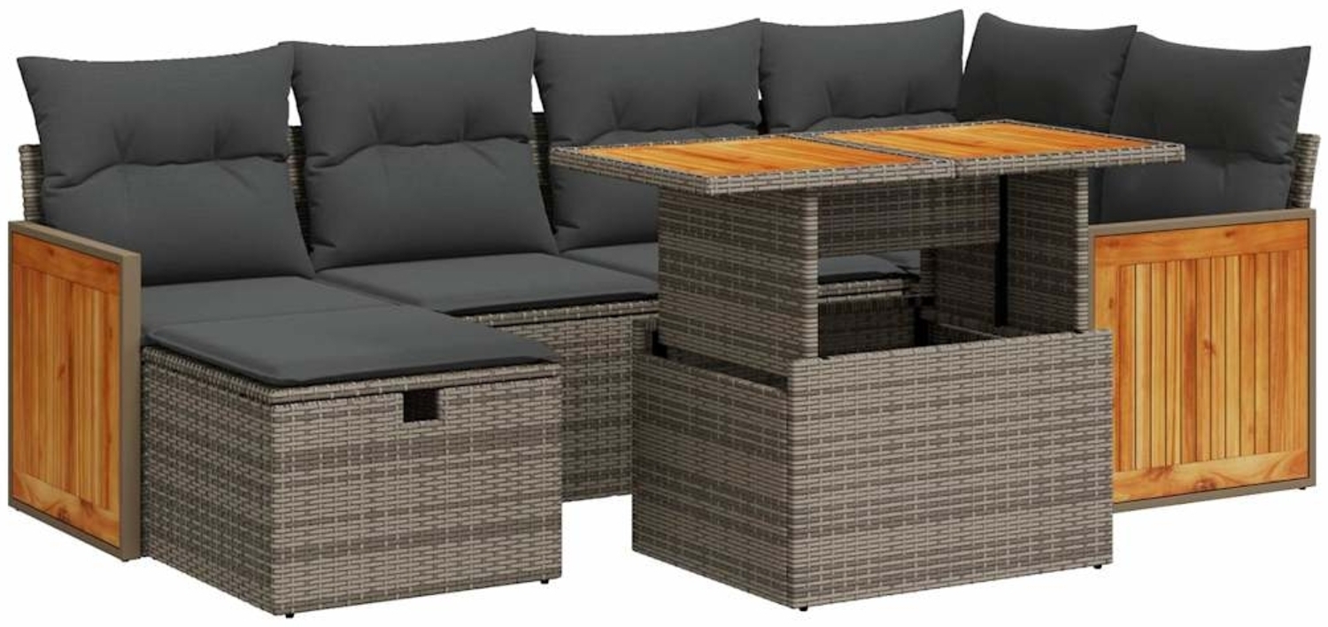 vidaXL 8-tlg. Garten-Sofagarnitur mit Kissen Grau Poly Rattan 3328159 Bild 1