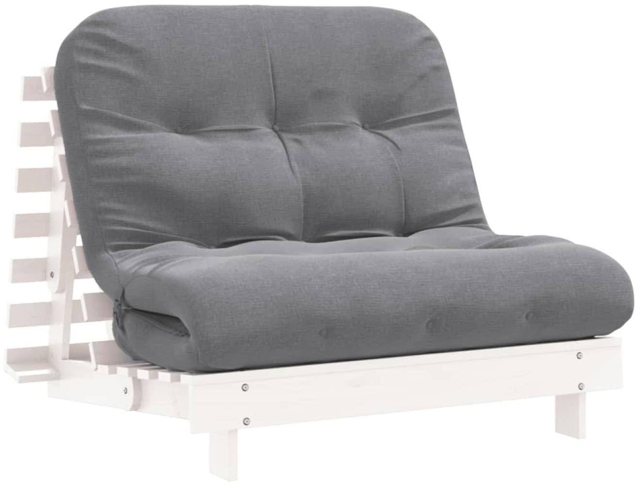 vidaXL Futon Schlafsofa mit Matratze Weiß 100x206x11 cm Kiefernholz 846767 Bild 1