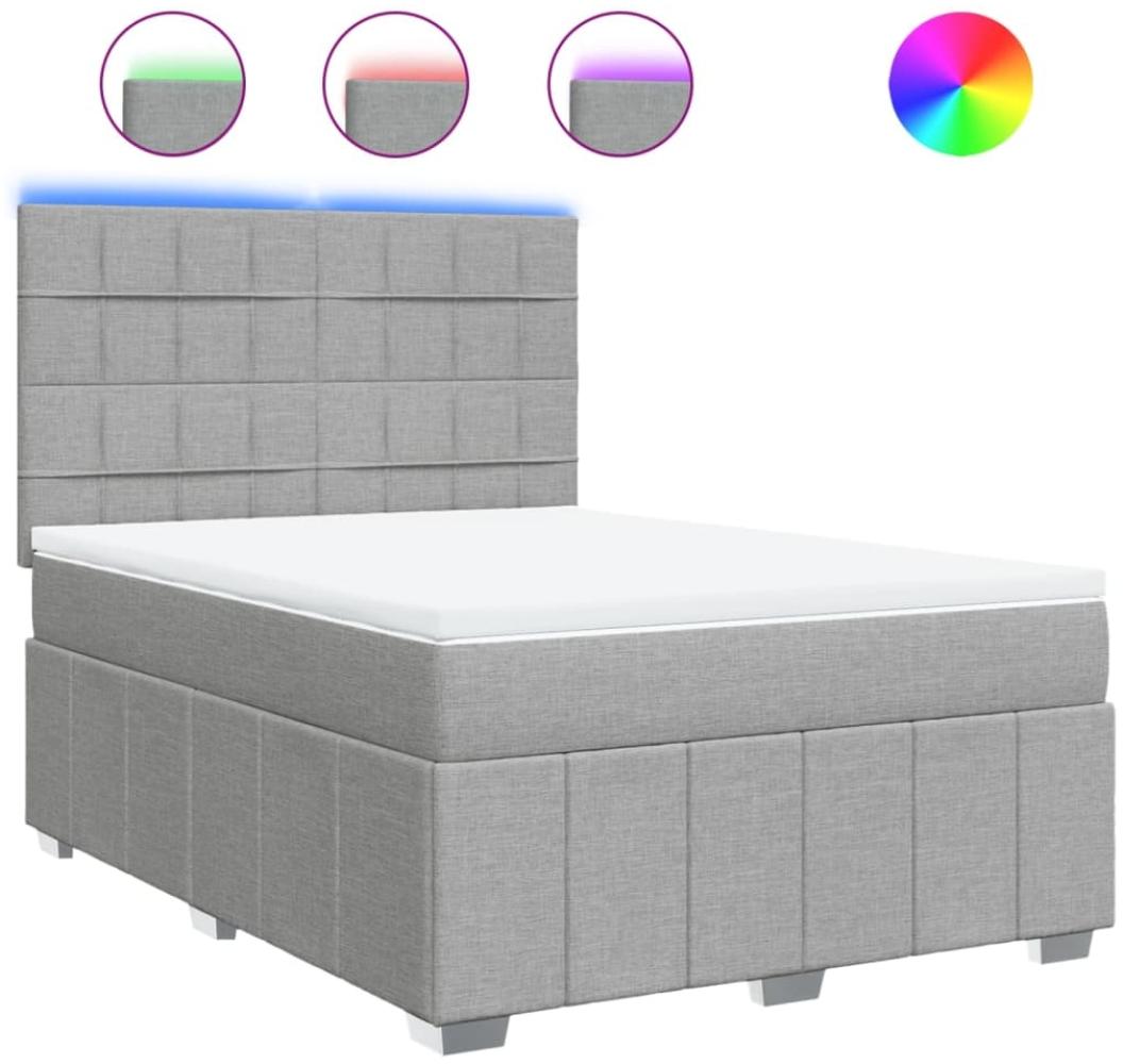 vidaXL Boxspringbett mit Matratze Hellgrau 140x200 cm Stoff 3293991 Bild 1