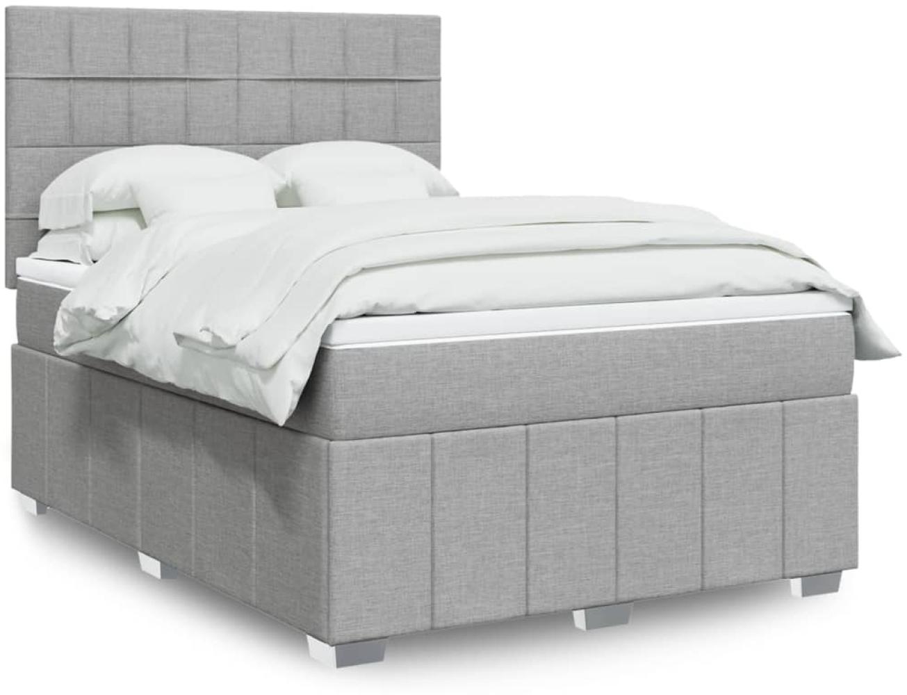 vidaXL Boxspringbett mit Matratze Hellgrau 140x200 cm Stoff 3293991 Bild 1