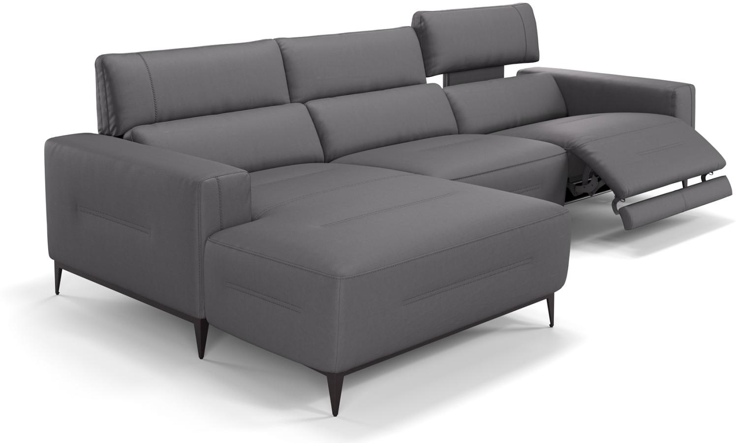 Sofanella Ecksofa TERAMO Ledersofa Eckgarnitur Eckcouch in Grau S: 260 Breite x 101 Tiefe Bild 1