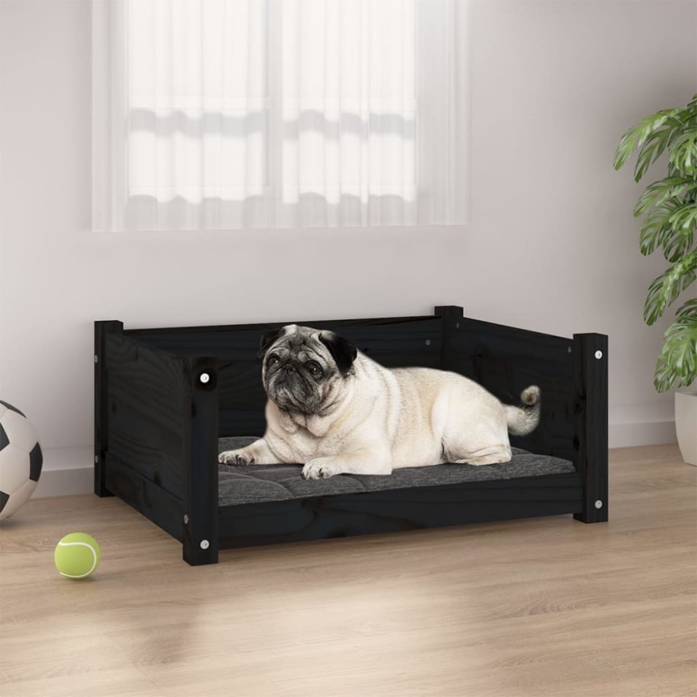 vidaXL Hundebett Schwarz 65,5x50,5x28 cm Massivholz Kiefer 821451 Bild 1