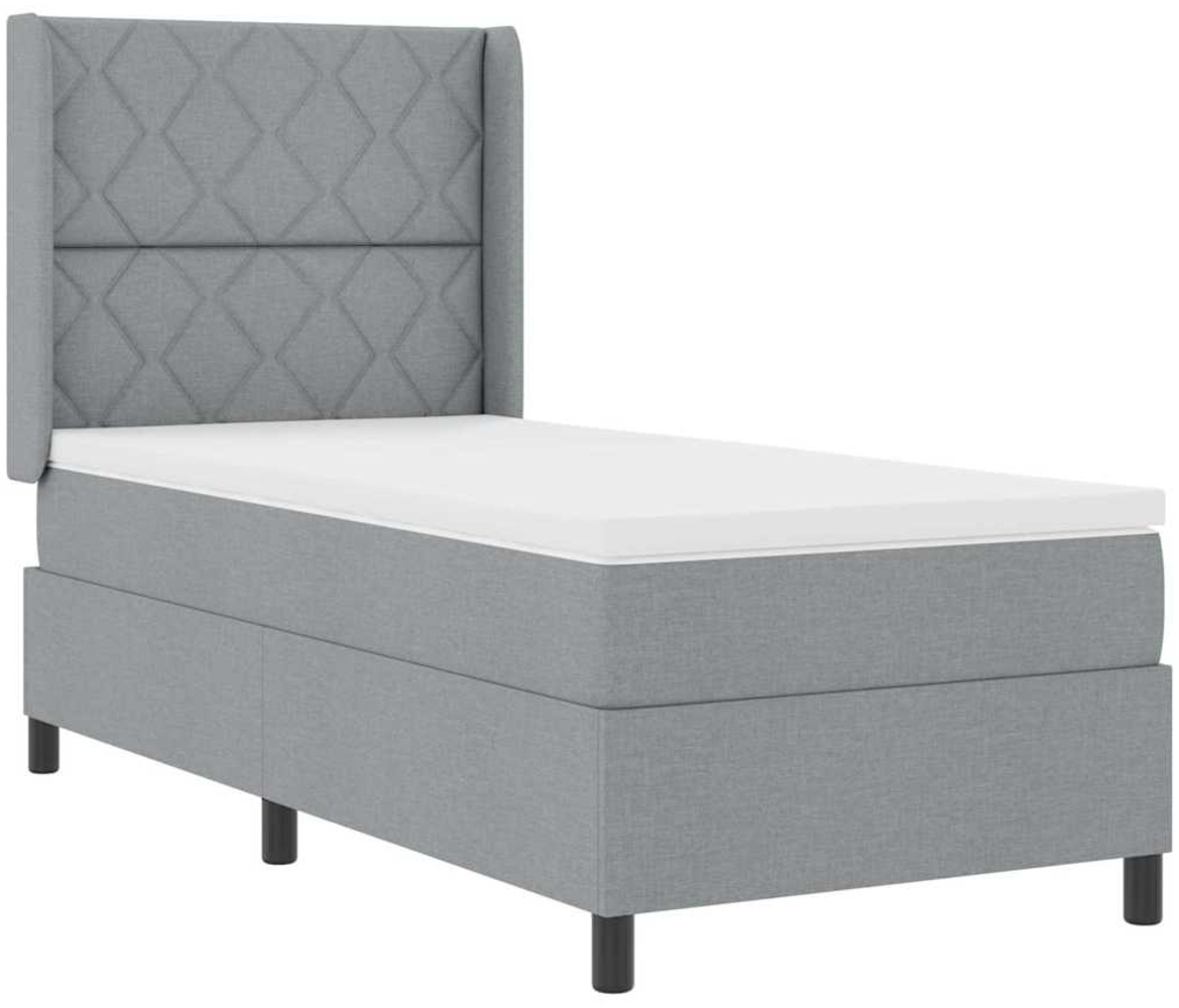 vidaXL LED Boxspringbett mit Matratze Hellgrau 100 x 200 cm Stoff 3343553 Bild 1