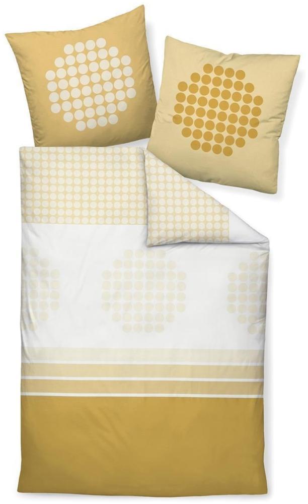 Janine J.D. Mako-Satin Bettwäsche 200x220 Streifen Punkte gelb weiß 87050-03 Bild 1