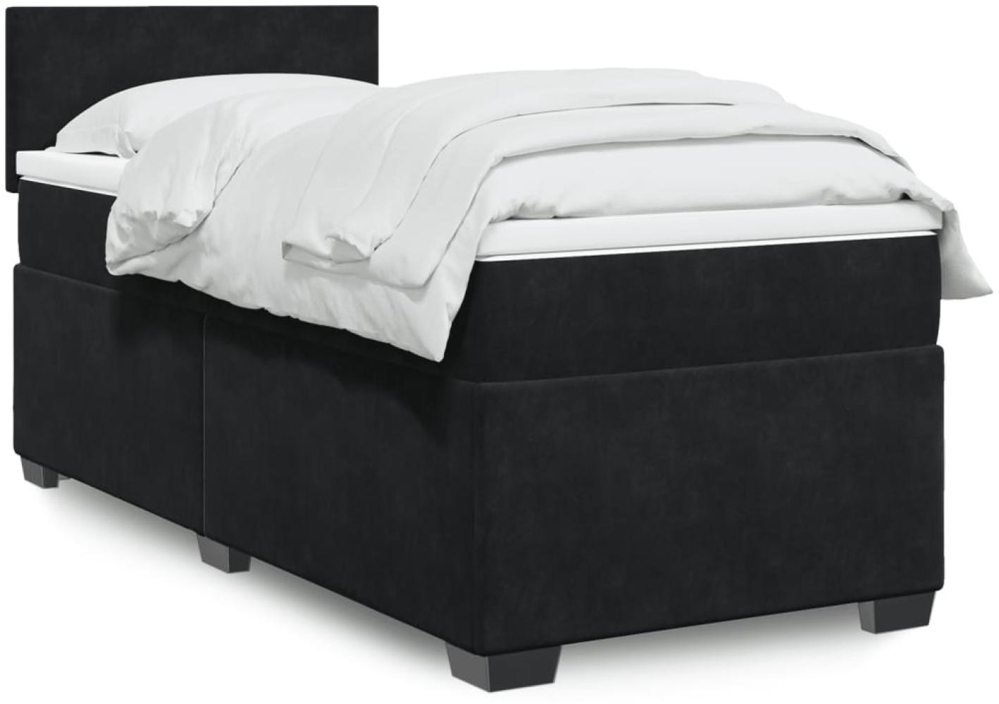 vidaXL Boxspringbett mit Matratze Schwarz 90x200 cm Samt 3286206 Bild 1