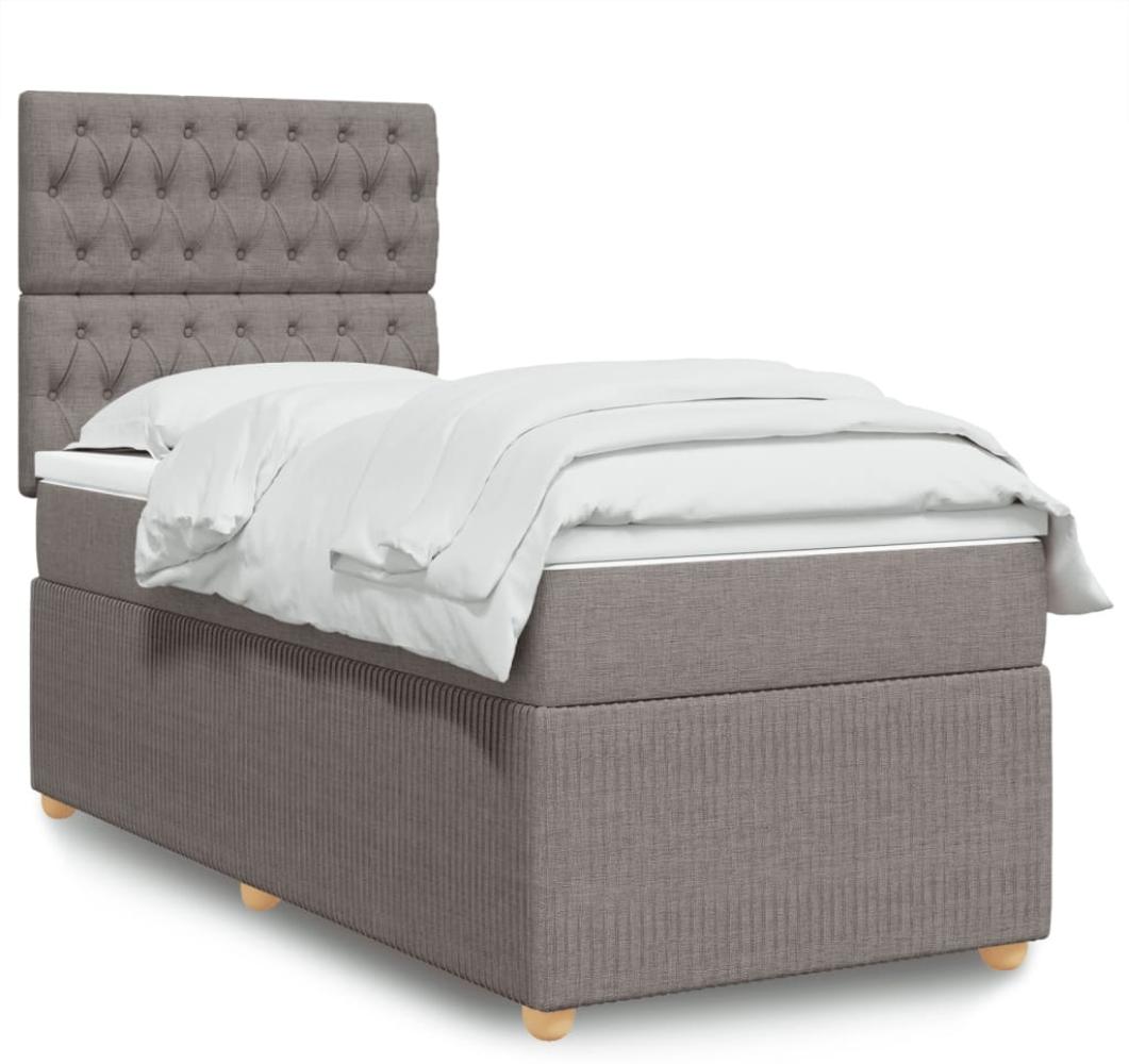 vidaXL Boxspringbett mit Matratze Taupe 100x200 cm Stoff 3294278 Bild 1