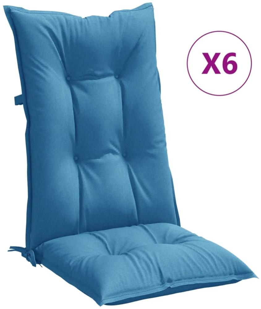 vidaXL Hochlehner-Auflagen 6 Stk. Melange Blau 120x50x7 cm Stoff 4002360 Bild 1