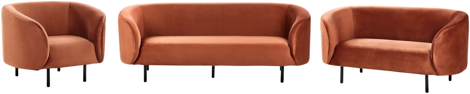 Sofa Set Samtstoff orange schwarz 6-Sitzer LOEN Bild 1