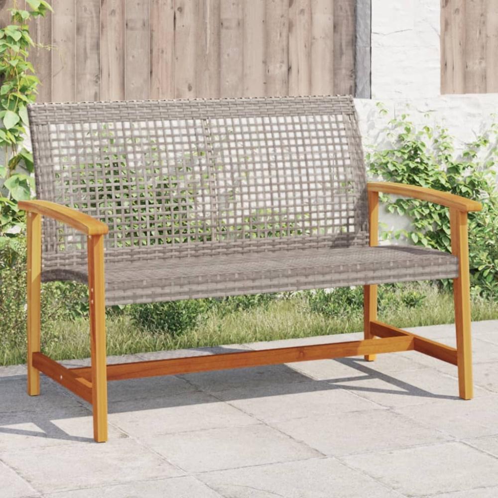 vidaXL Gartenbank Grau 112 cm Poly Rattan und Akazienholz 367599 Bild 1