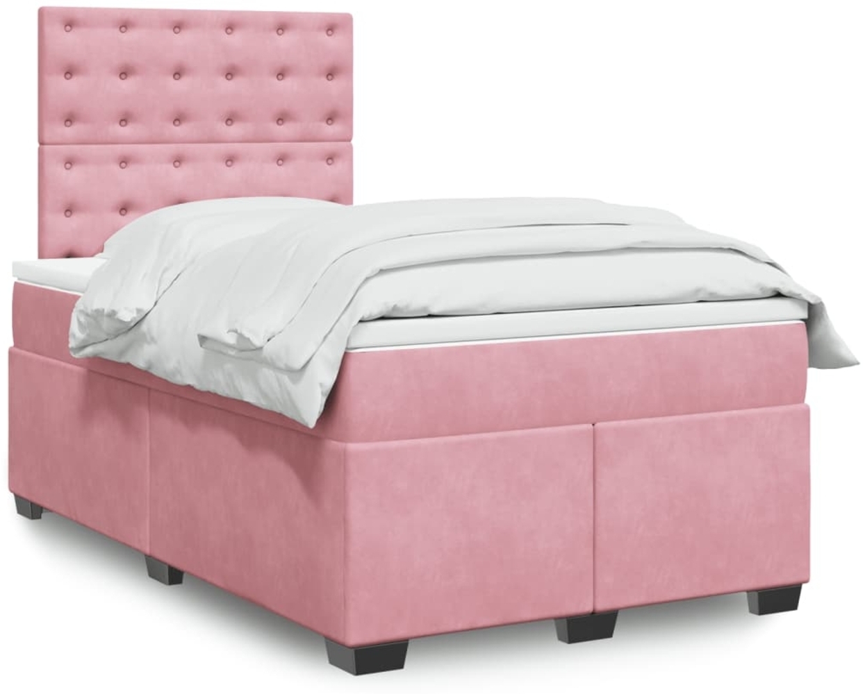 vidaXL Boxspringbett mit Matratze Rosa 120x190 cm Samt 3293175 Bild 1