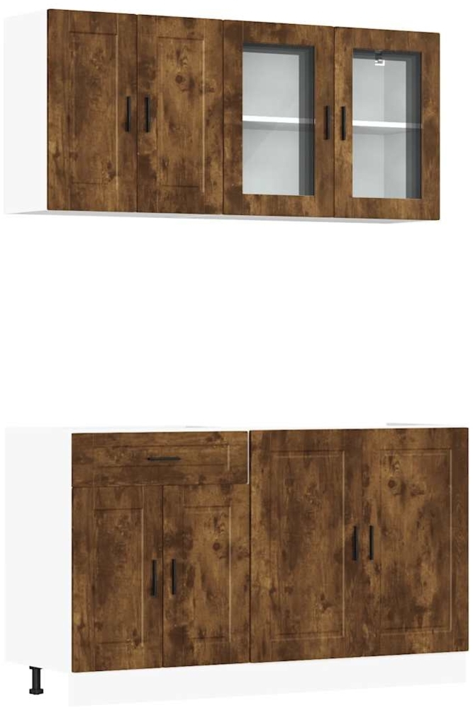 vidaXL 4-tlg. Küchenschrank-Set Porto Räuchereiche Holzwerkstoff 3314876 Bild 1