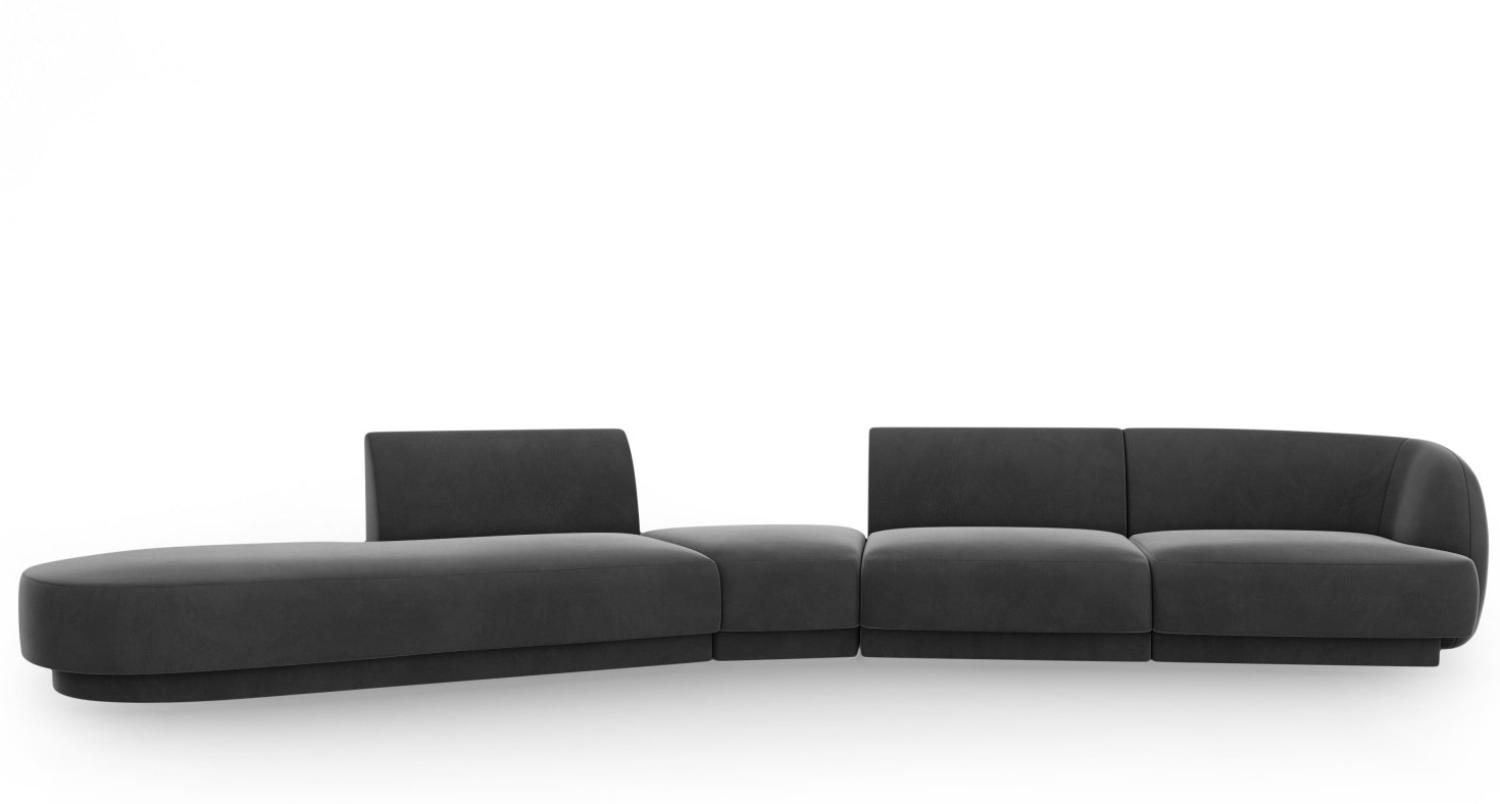 Micadoni Modulares Sofa Miley 5-Sitzer Links Samtstoff Grau Bild 1