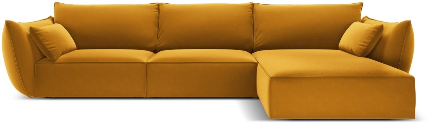 Micadoni 4-Sitzer Samtstoff Ecke rechts Sofa Kaelle | Bezug Yellow | Beinfarbe Black Plastic Bild 1