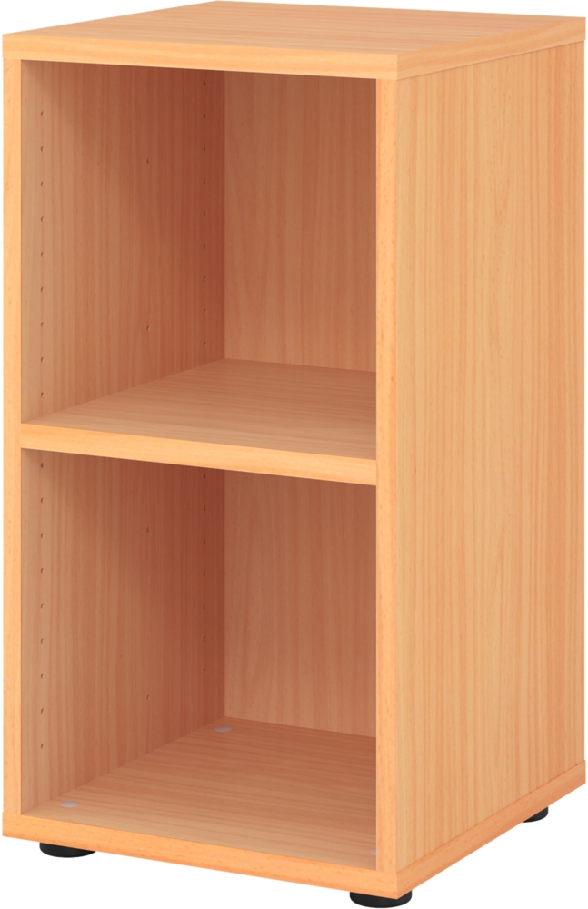 bümö Regal Buche, Standregal aus Holz für 2 Ordnerhöhen - Bücherregal klein 40 cm schmal, Aktenregal für Ordner & Bücher, kleines Büroregal, Holzregal, Ordnerregal, Buchregal Dachschräge, 924RE-6 Bild 1