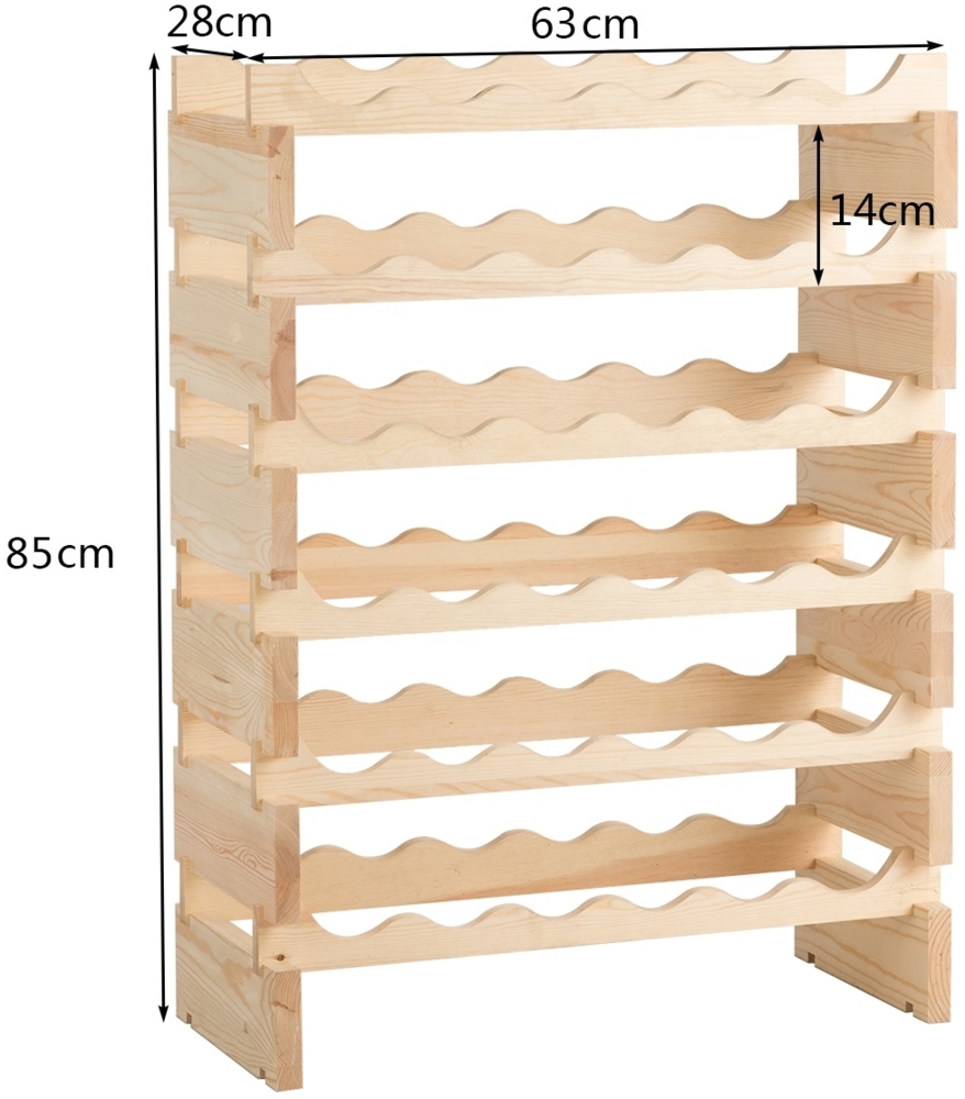 Weinregal 36 Flaschen Große Kapazität Weinregal Hölzerner Wein Aufbewahrungsständer 63 x 28 x 85 cm Bild 1