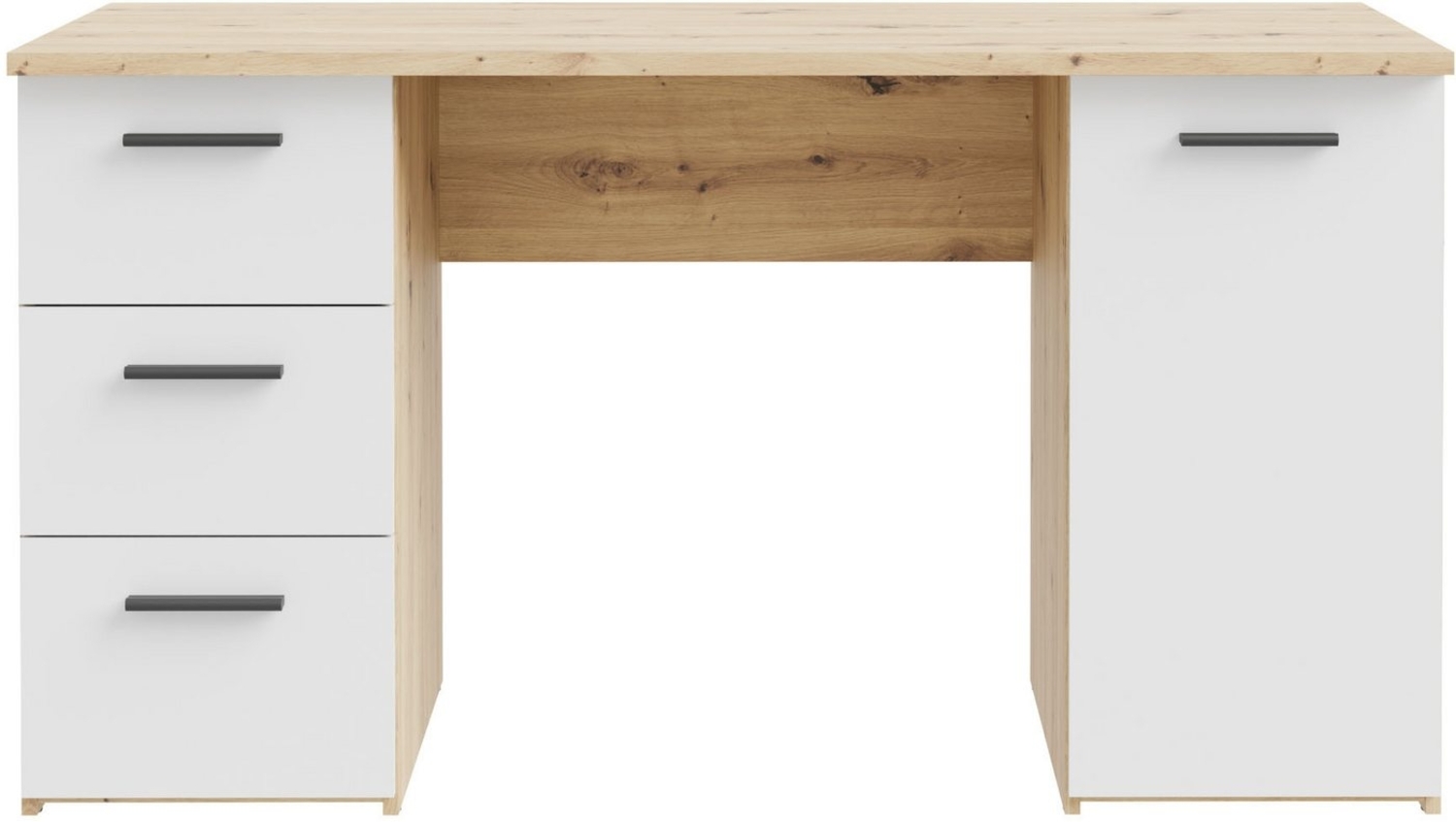 FORTE Schreibtisch NET, Artisan Eiche Dekor, Weiß matt, 1 Tür, 3 Schubladen, B 138 x H 75 x T 60 cm Bild 1